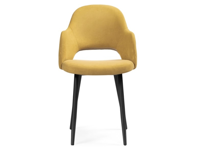 Стул на металлокаркасе Гутрид прошивка ромбы сзади черный/горчичный (Арт.504222)